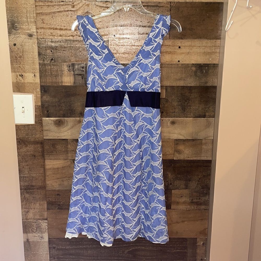Anthropologie Lithe Silk Blend Waterleaf Embroidered Empire Waist Summer Dress